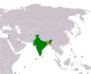 Map showing the location of Bangladesh