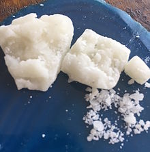 White chunks of crack cocaine. 